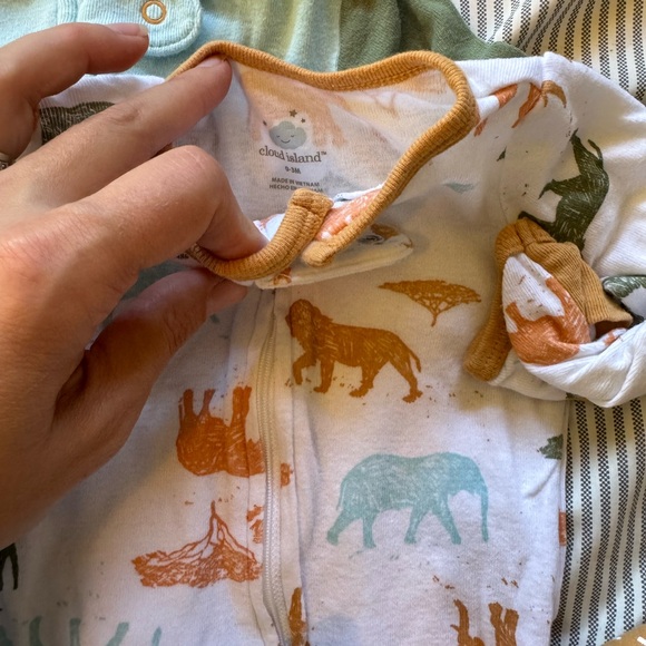 Baby Footies in Blue, Brown, and White - Picture 7 of 9